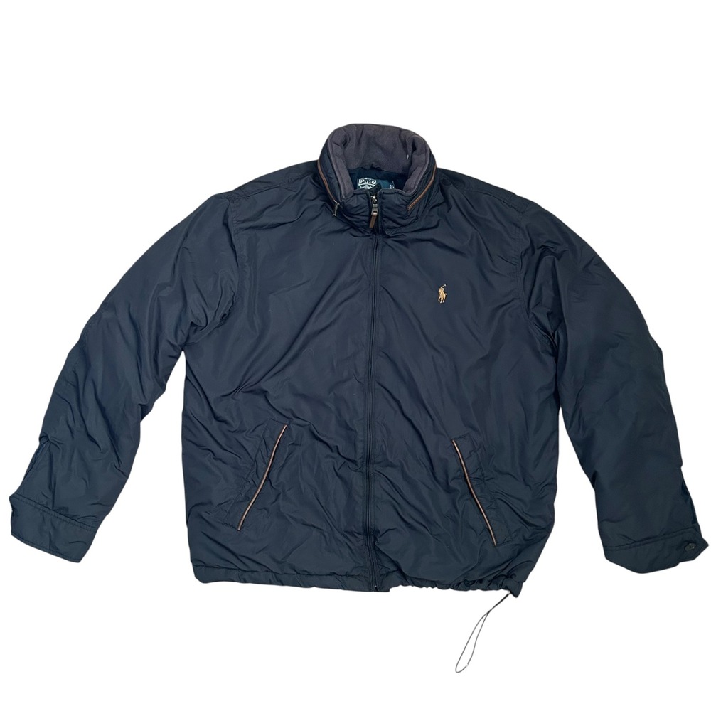 Polo Ralph Lauren Windbreaker Jacket Large Lined Full Zip‎ Snap Storm Flap
